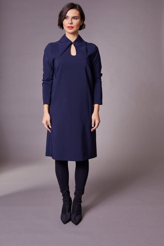 Peruzzi Collar Dress - Navy