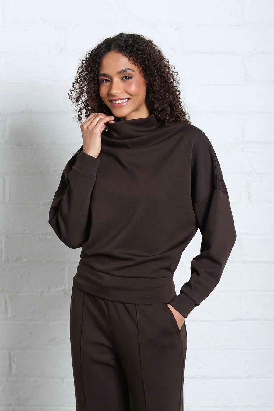 Relax & Renew Sable Cowl Neck Chocolate