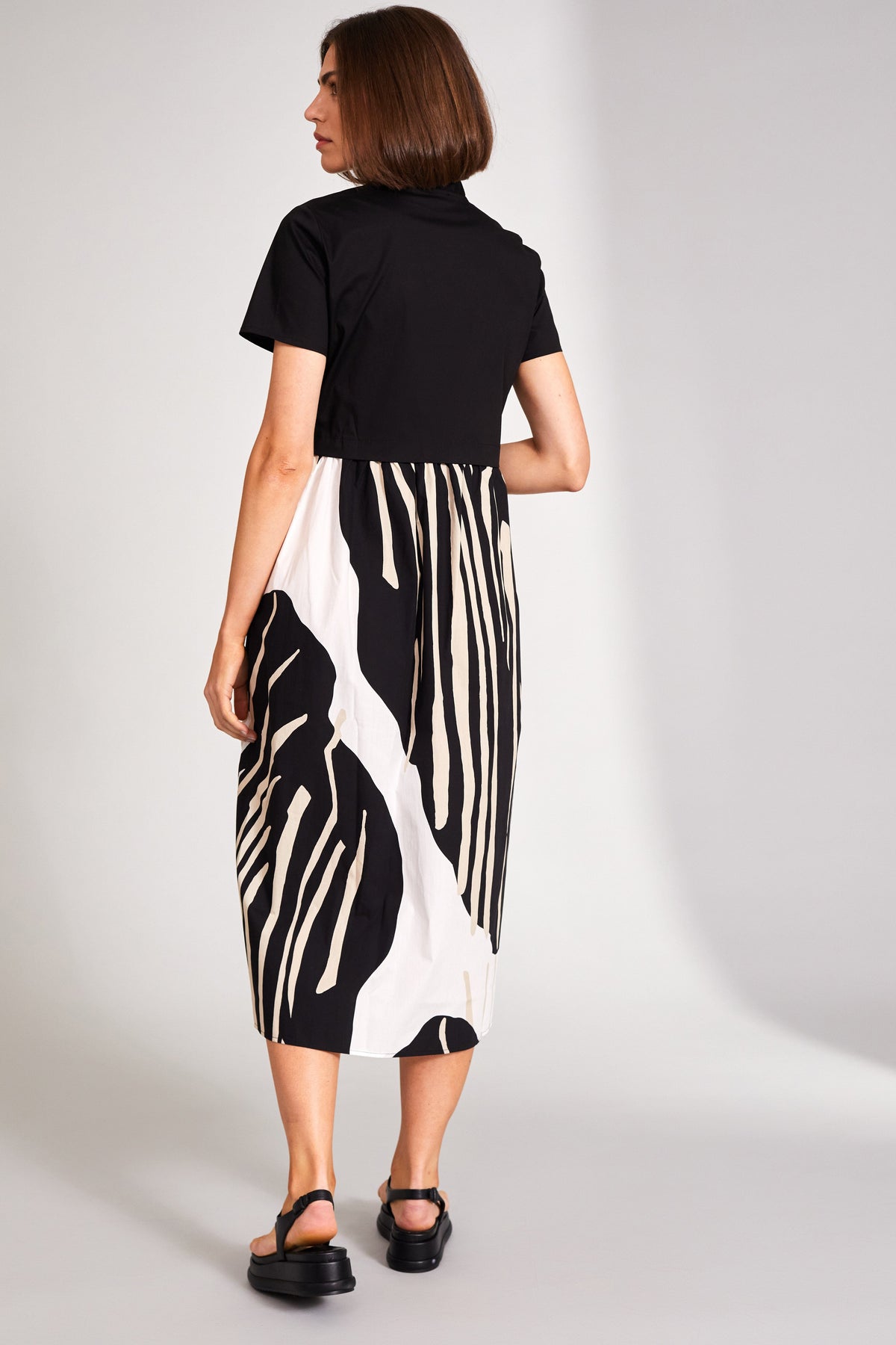 Peruzzi Contrast Monochrome Dress - Black