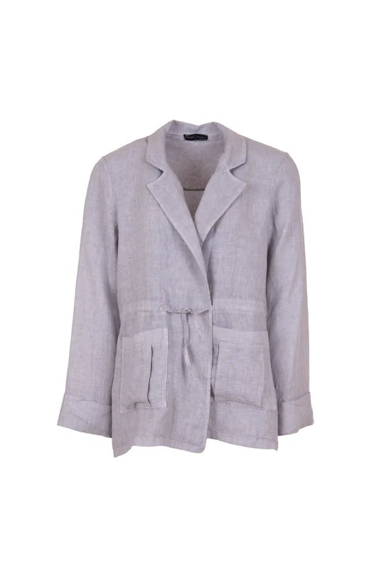 Peruzzi Linen Drawstring Jacket - Grey