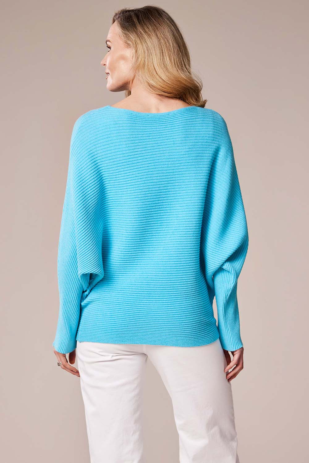 Deck Ribbed Batwing Knit - Turquoise