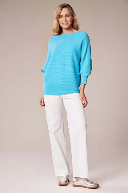 Deck Ribbed Batwing Knit - Turquoise