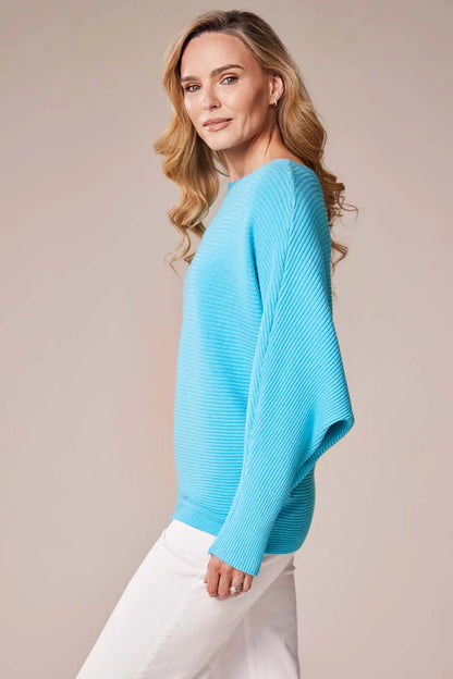 Deck Ribbed Batwing Knit - Turquoise