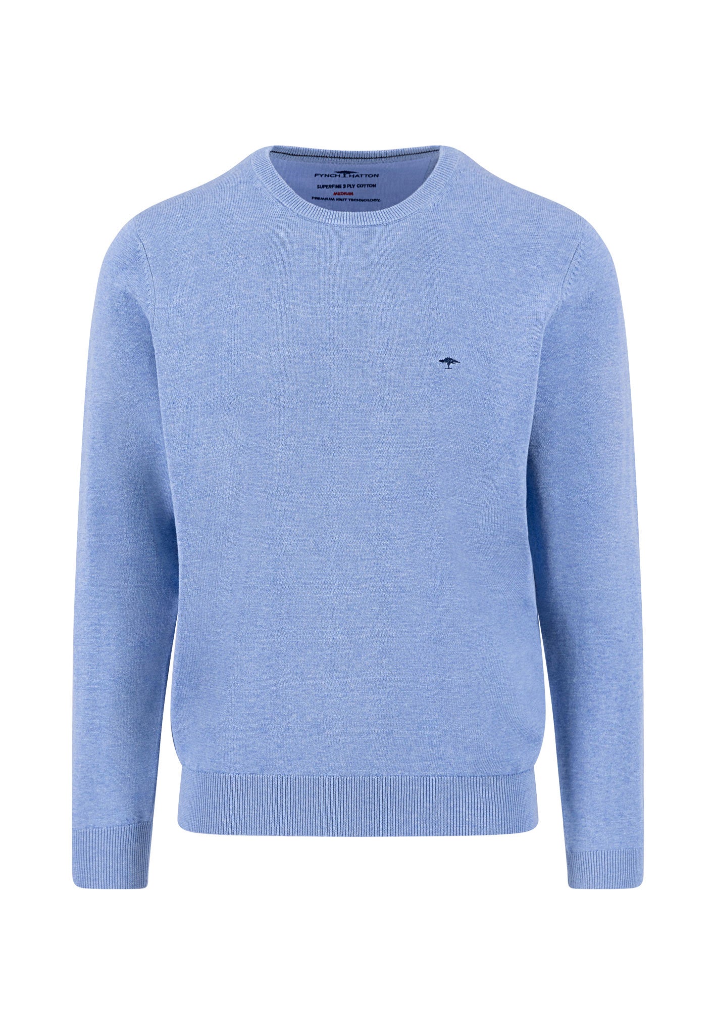 Fynch Hatton Round Neck Superfine Knitwear - Crystal Blue