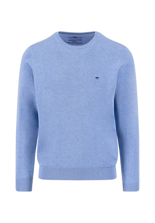 Fynch Hatton Round Neck Superfine Knitwear - Crystal Blue