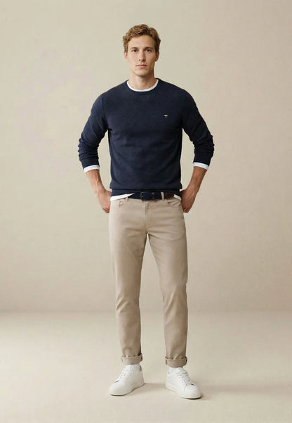 Fynch Hatton Superfine Knit O-Neck Sweater - Navy