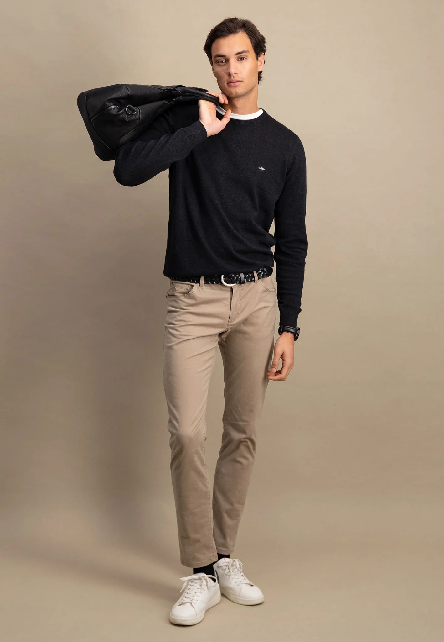 Fynch Hatton Round Neck Superfine Knitwear - Charcoal