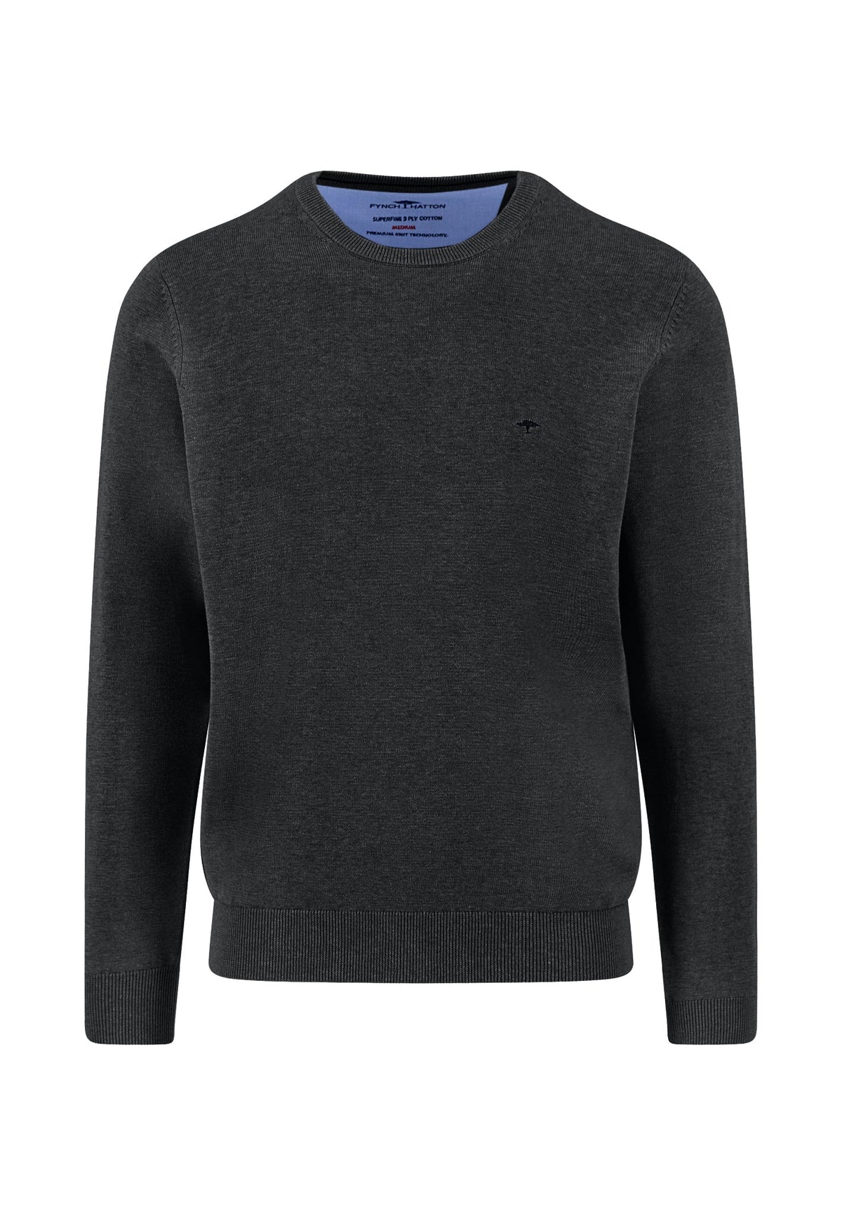 Fynch Hatton Knitted Crew Neck Jumper - Black