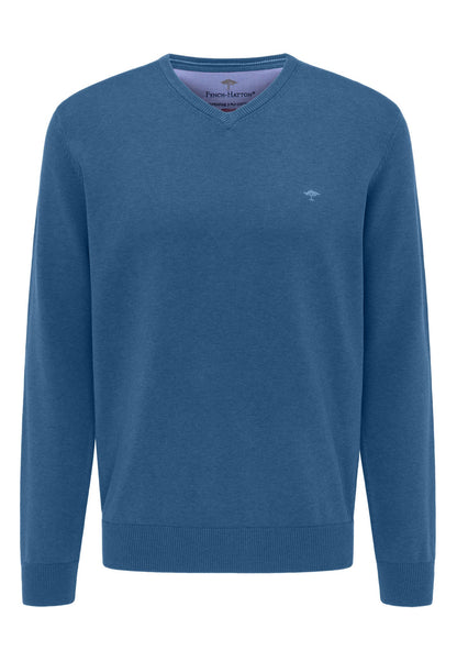 Fynch Hatton V-Neck Jumper - Azure