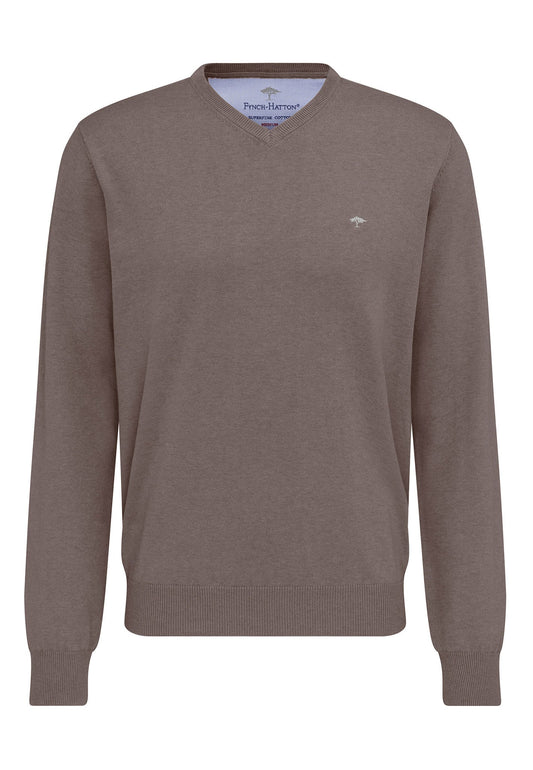 Fynch Hatton V-Neck Jumper Earth