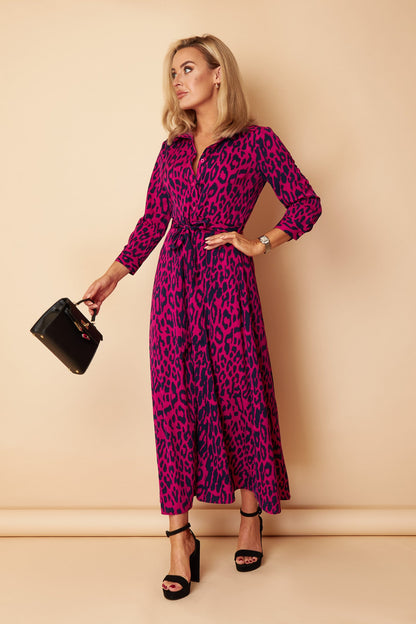 Girl in Mind Angela Purple & Navy Leopard Print Maxi Dress
