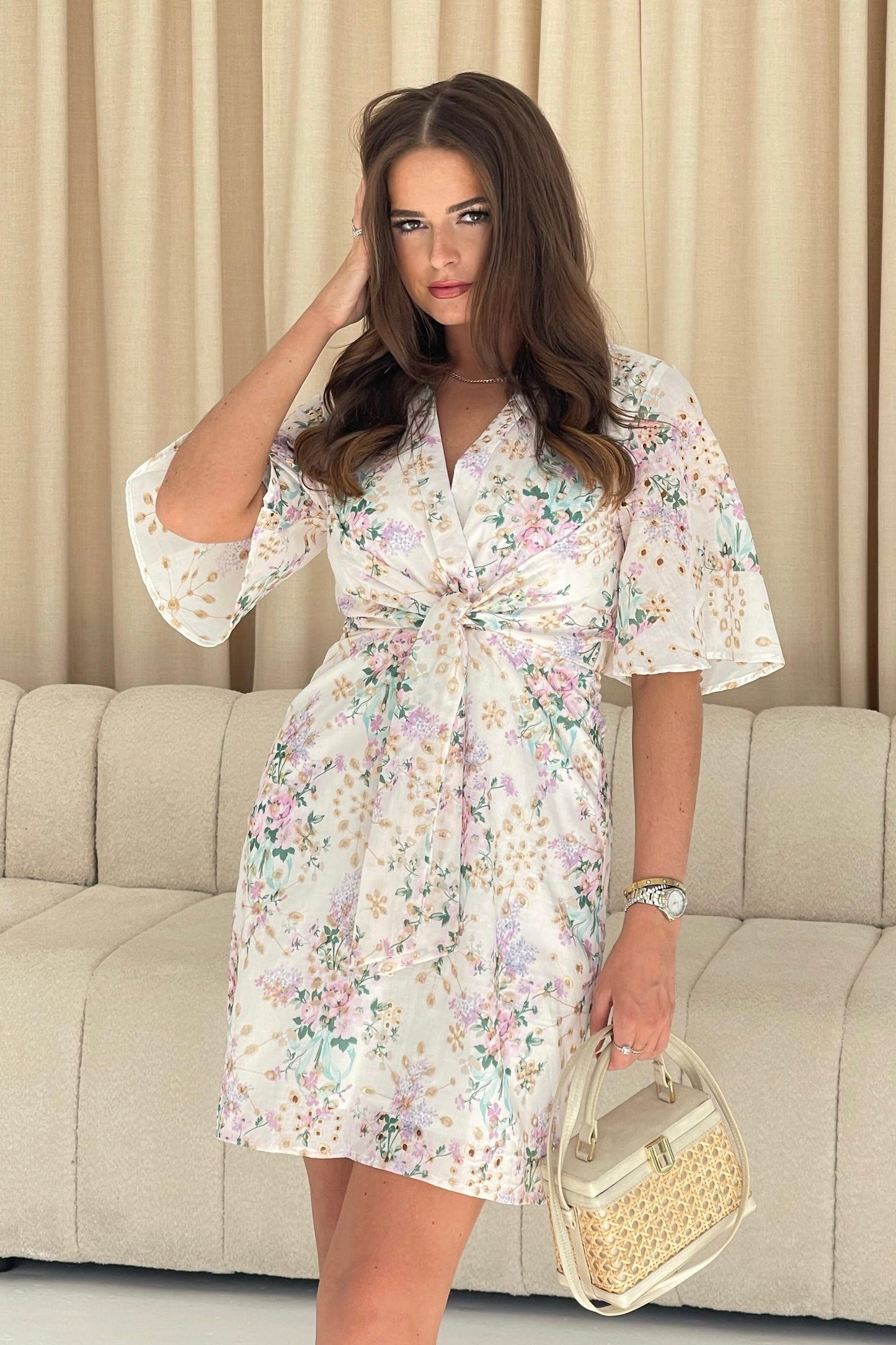 Girl In Mind Jemima Embroidery Dress - White Flower