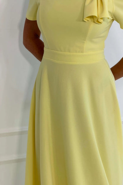 Girl In Mind Minta Bow Detail Short Sleeve Midi Dress - Yellow