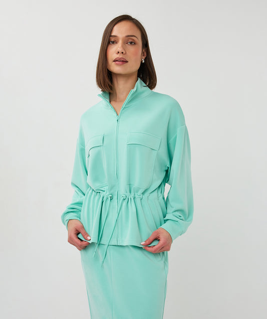EsQualo Waist Tunnel Cardigan - Mint Green
