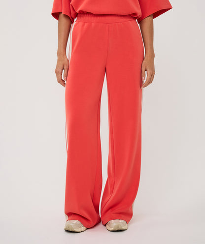 EsQualo Wide Leg Stripe Trousers - Chilli red