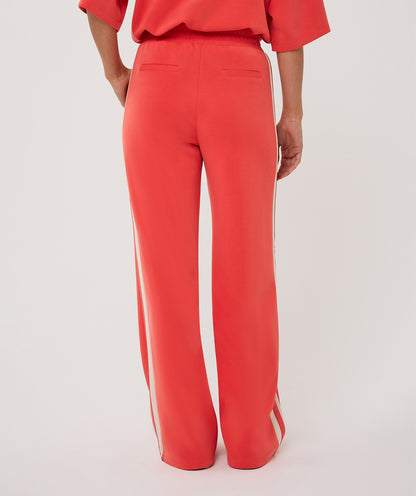 EsQualo Wide Leg Stripe Trousers - Chilli red