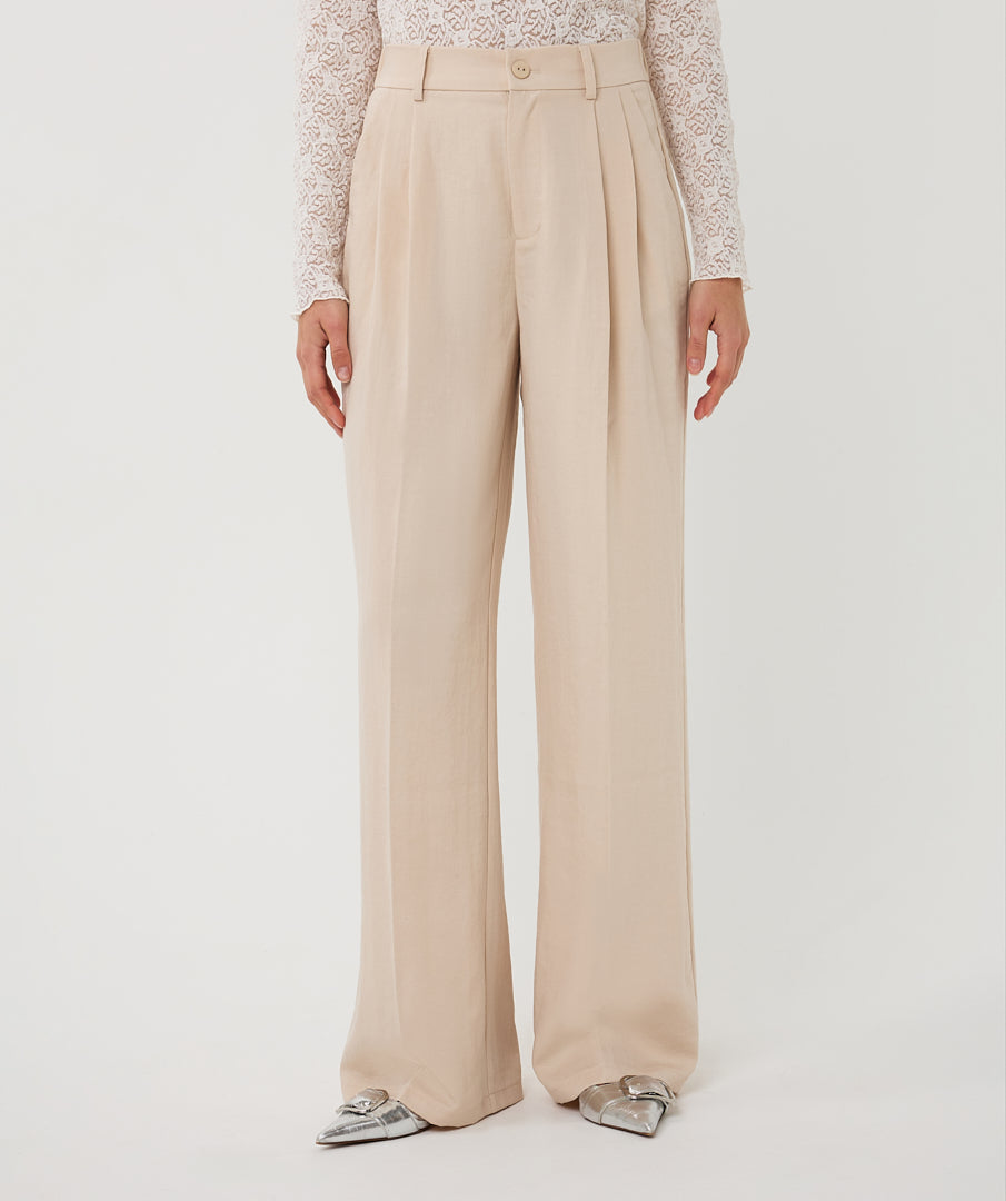 EsQualo Fine Crinkle Trousers - Light Sand