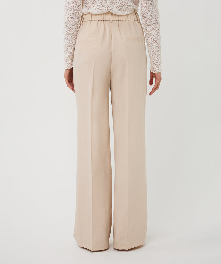 EsQualo Fine Crinkle Trousers - Light Sand