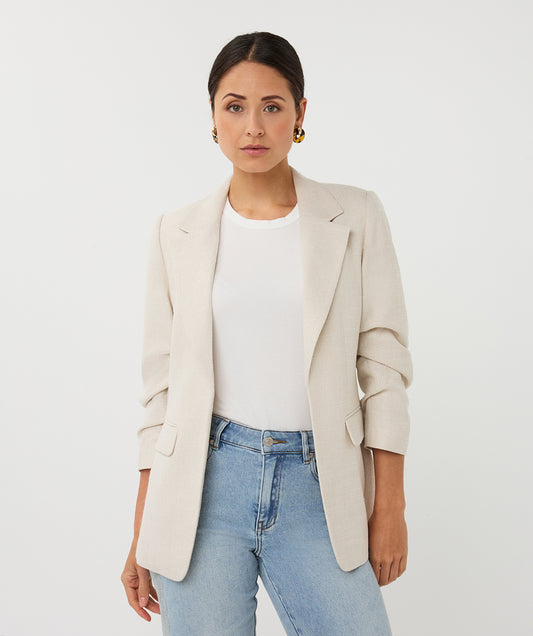 EsQualo Linen Look Blazer - Light Sand