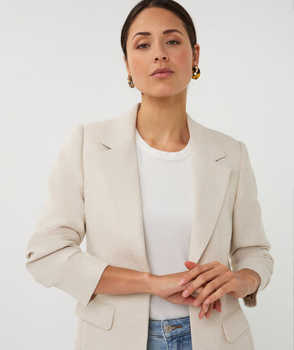 EsQualo Linen Look Blazer - Light Sand