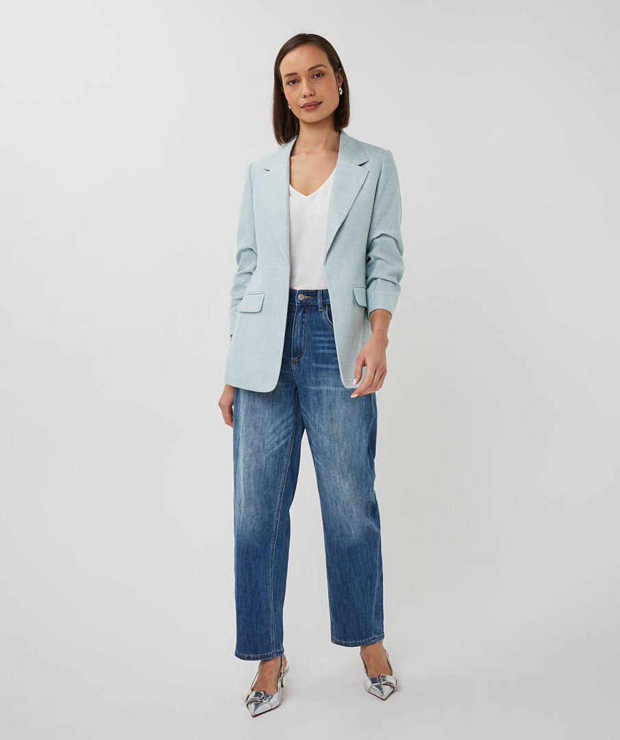EsQualo Linen Look Blazer - Blue