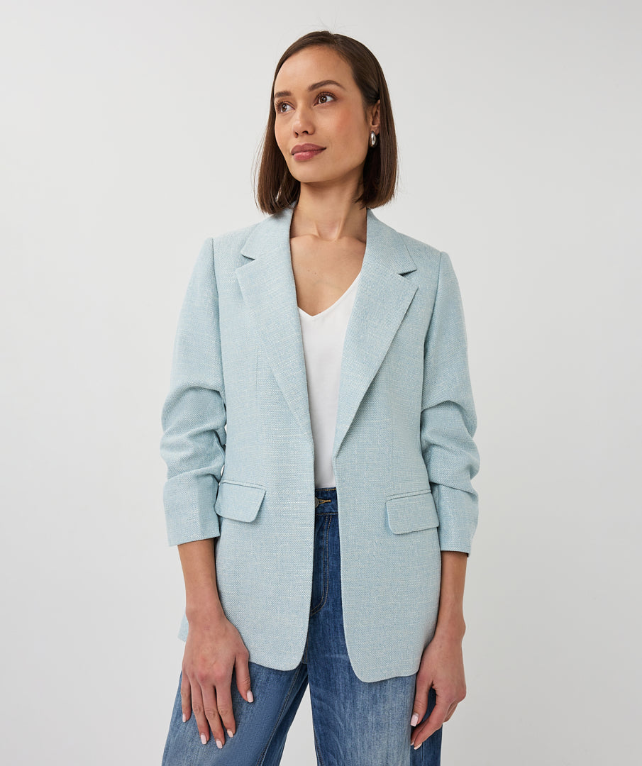 EsQualo Linen Look Blazer - Blue