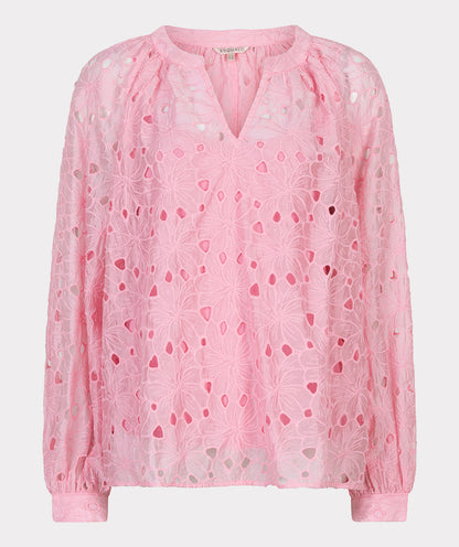 EsQualo Embroidery Raglan Blouse - Romance Rose