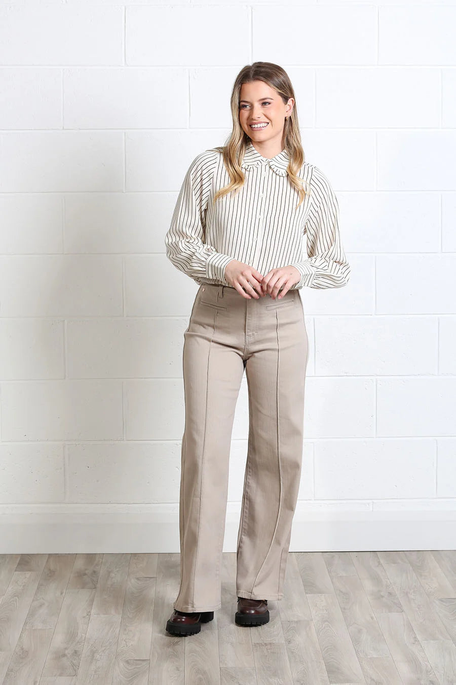 Rant & Rave Stella Shirt - Brown Stripe