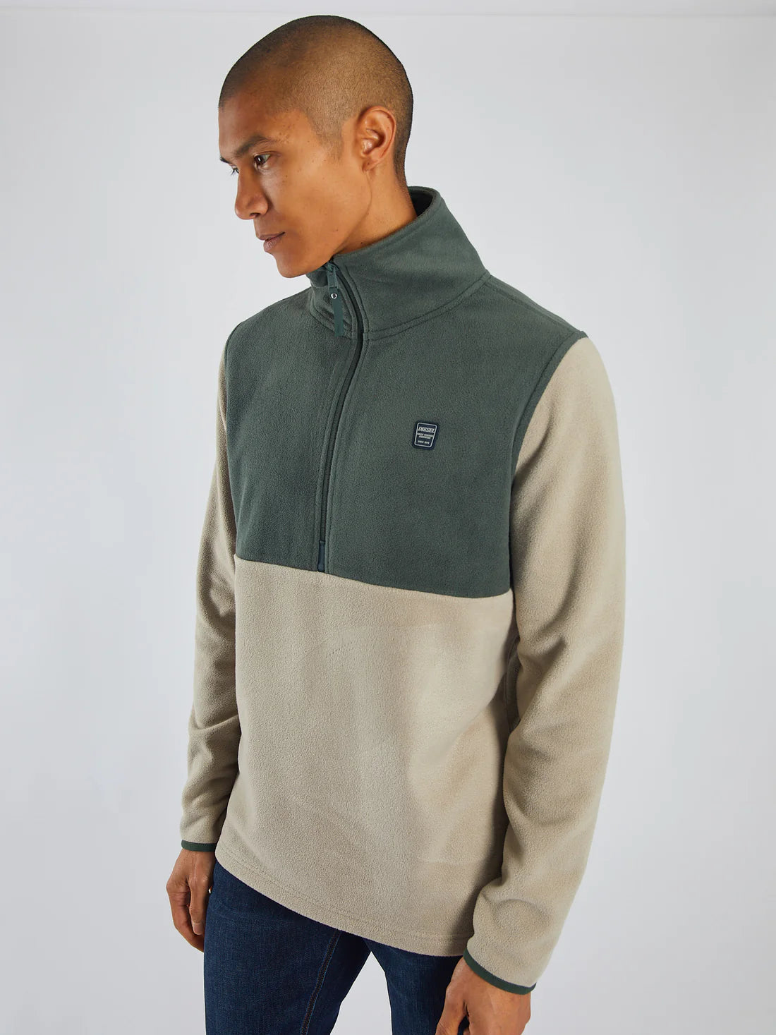 Diesel Strait Fleece Half Zip - Stone Biscuit