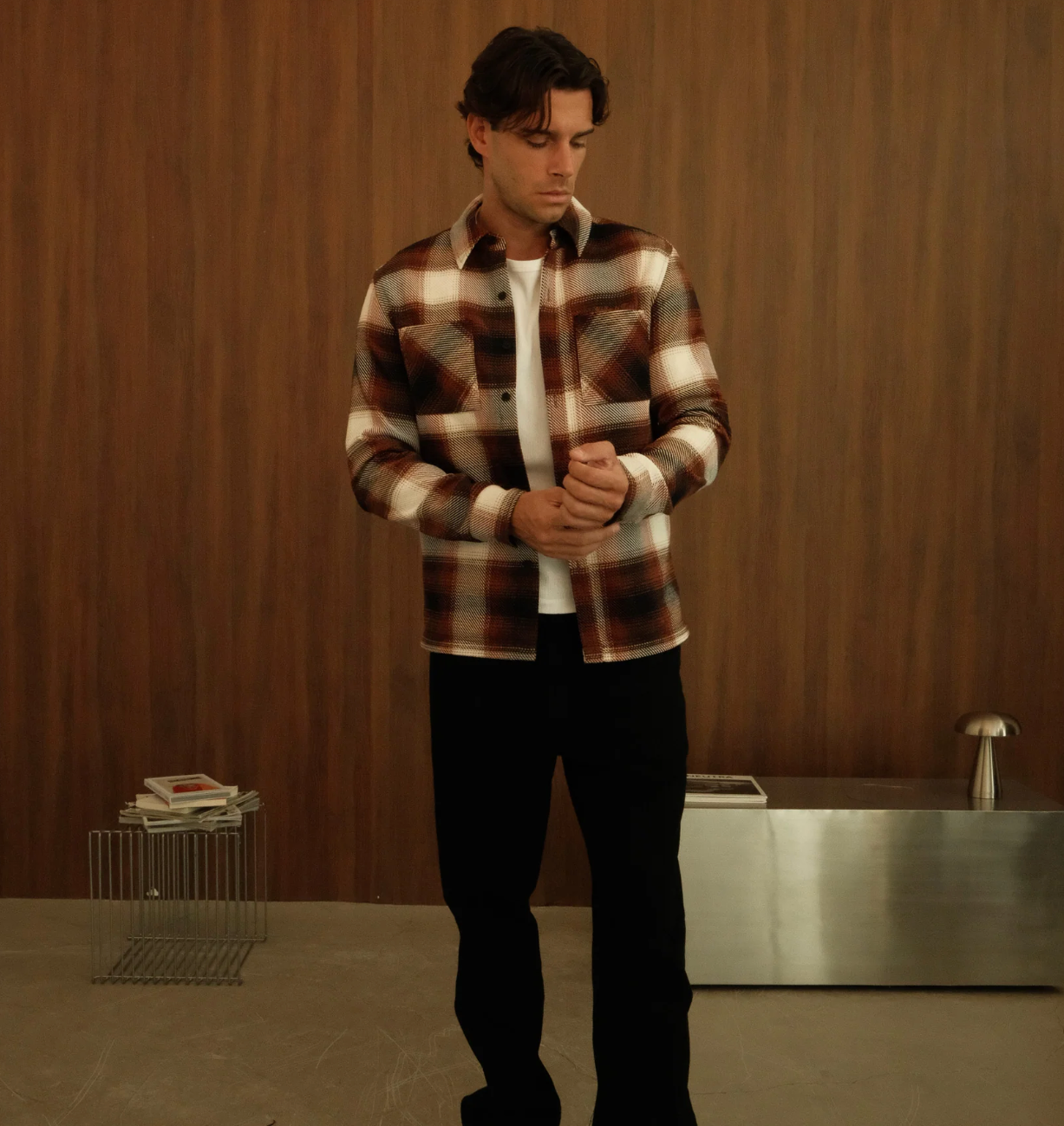 Walker & Hunt Mercer Check Shirt - Mocha