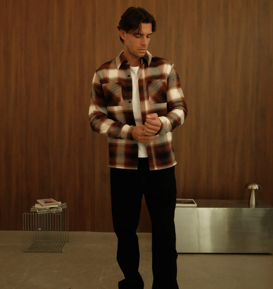 Walker & Hunt Mercer Check Shirt - Mocha