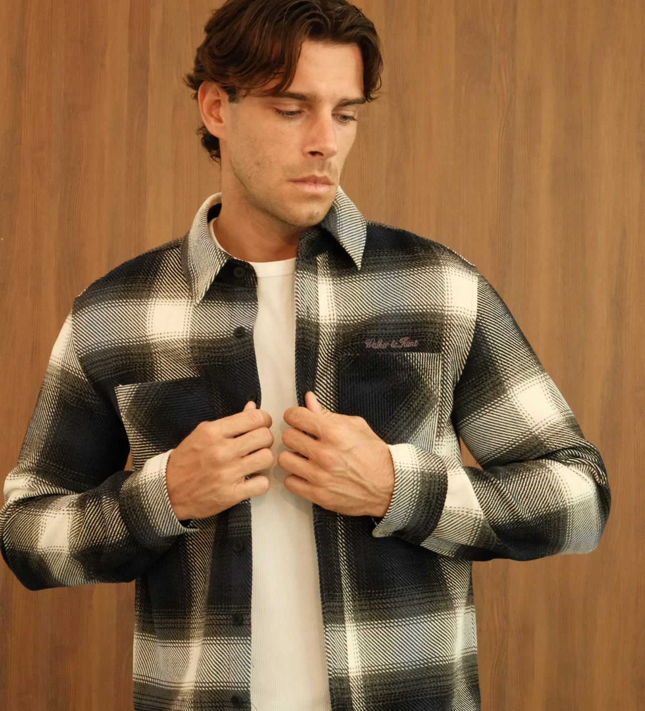 Walker & Hunt Mercer Check Shirt - Navy