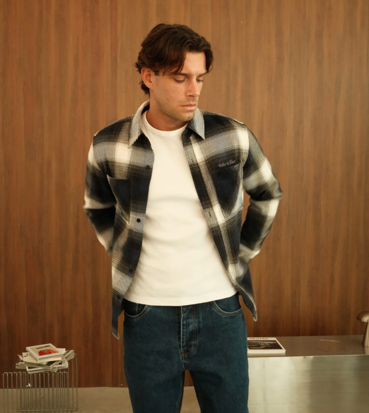 Walker & Hunt Mercer Check Shirt - Navy