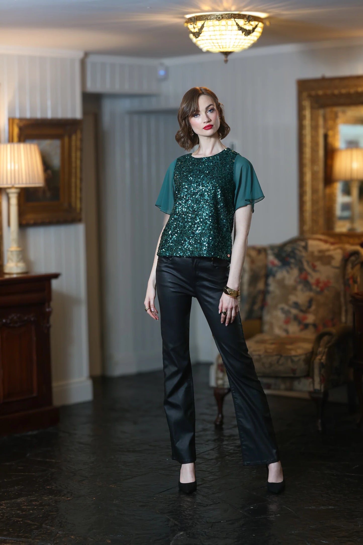 Rant & Rave Trudy Leatherette Bootcut Jean - Black