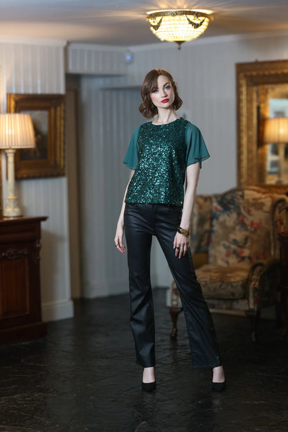 Rant & Rave Trudy Leatherette Bootcut Jean - Black