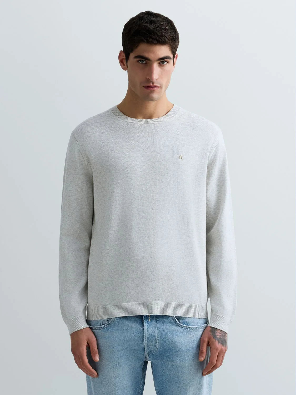 Replay Cotton Crew Neck Jumper - Silver