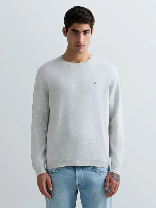 Replay Cotton Crew Neck Jumper - Silver