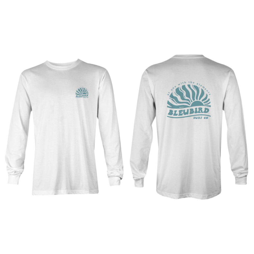 Bleubird Haze Long Sleeve Tee - White