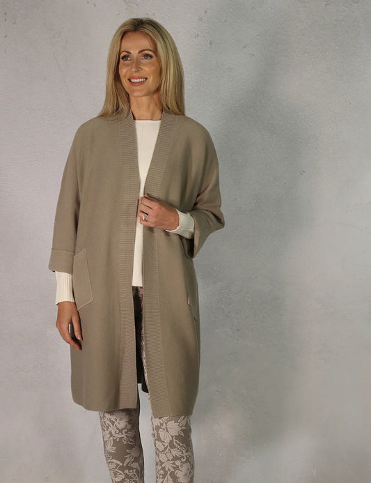 Deck Two pocket Oversized Cardigan- Carmel