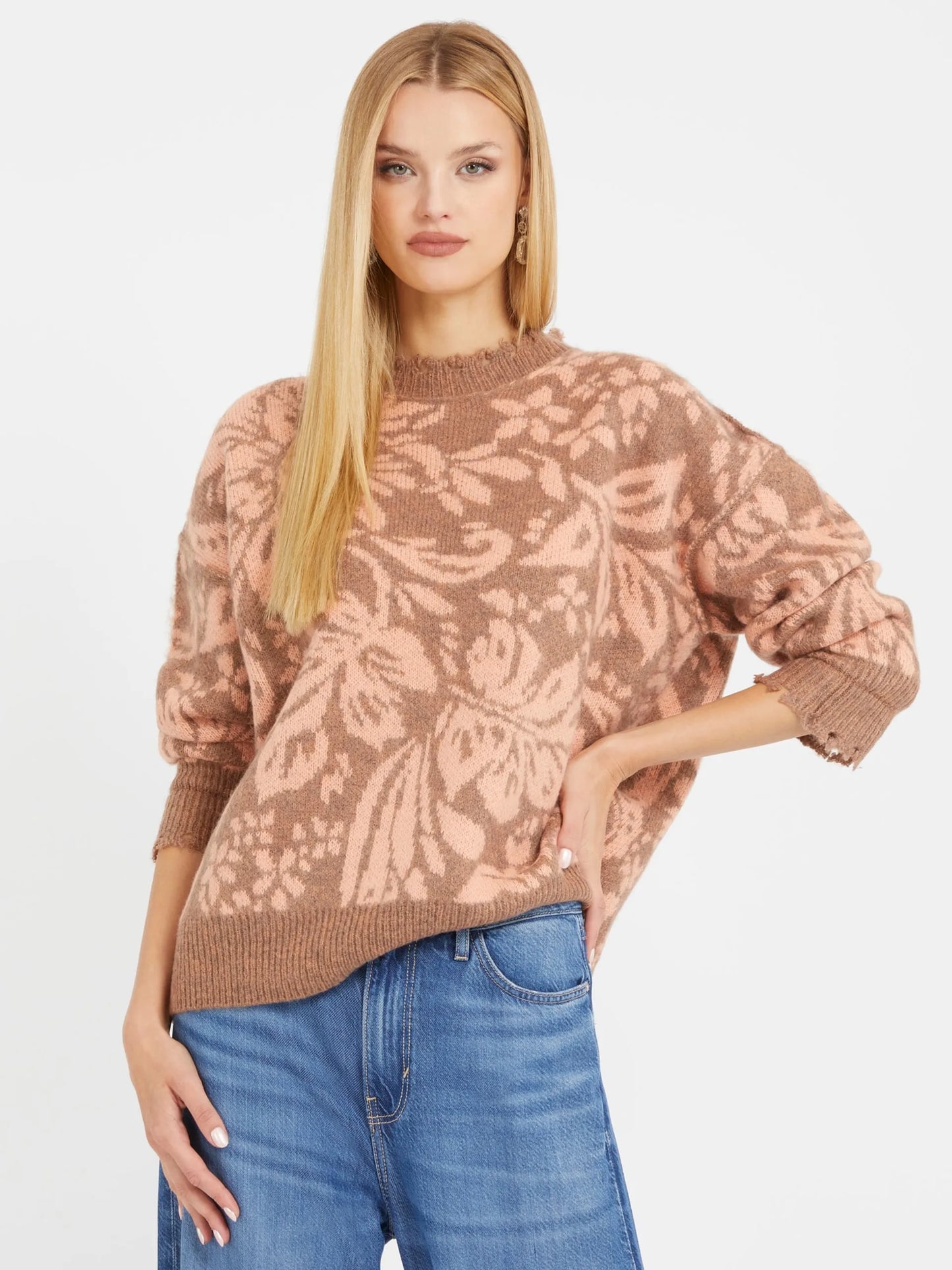 Guess Floral Jacquard Knit Jumper