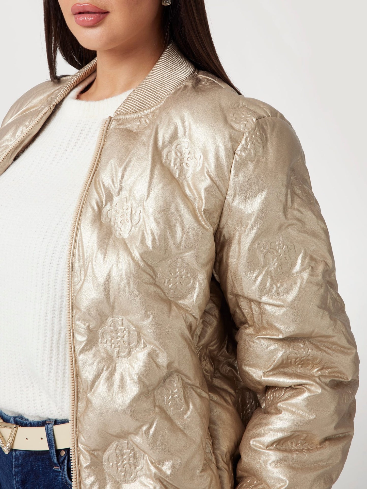 Guess Faux Leather Marianne  Bomber - Gold