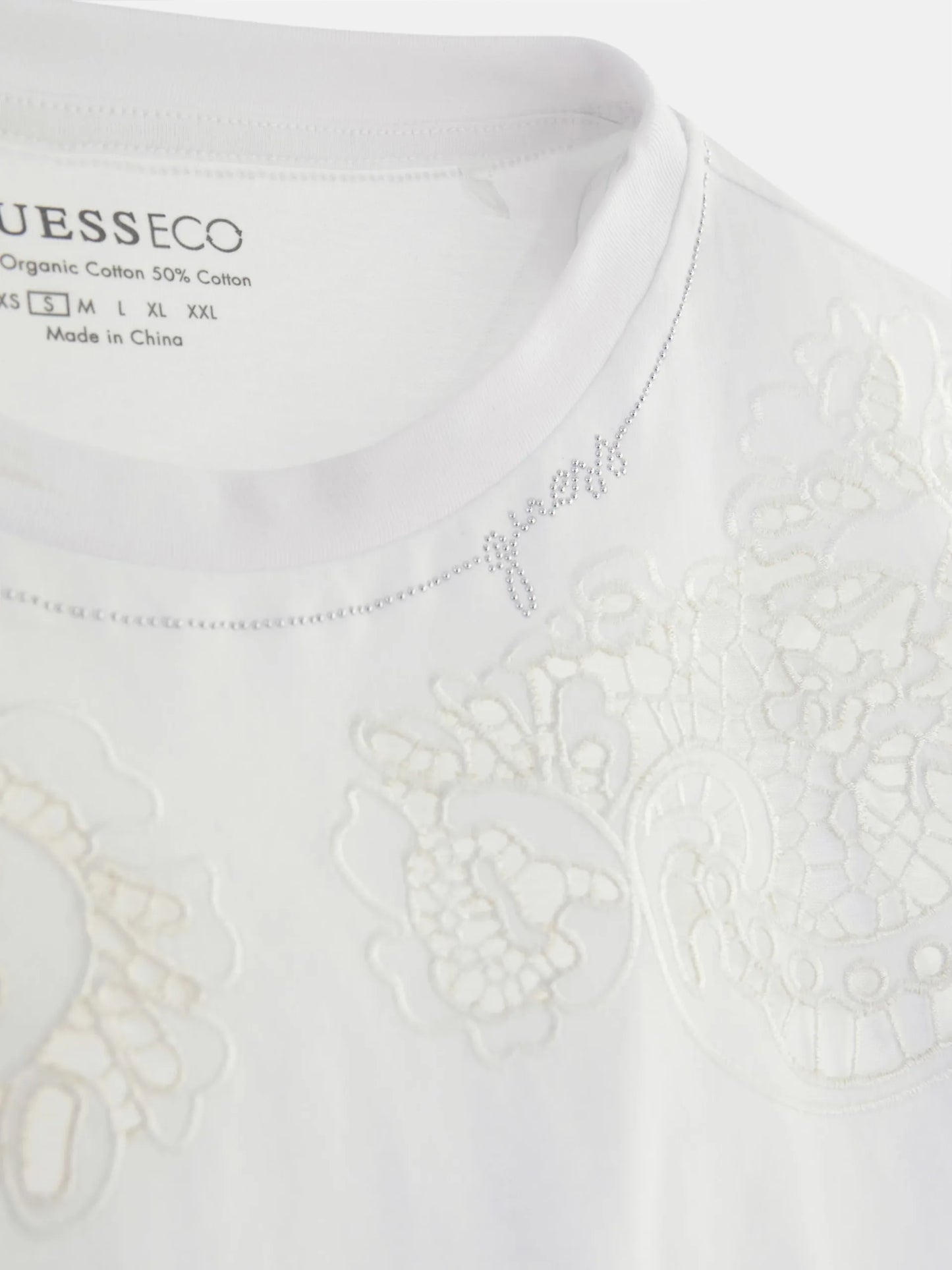 Guess Ajour Lace Tee - White
