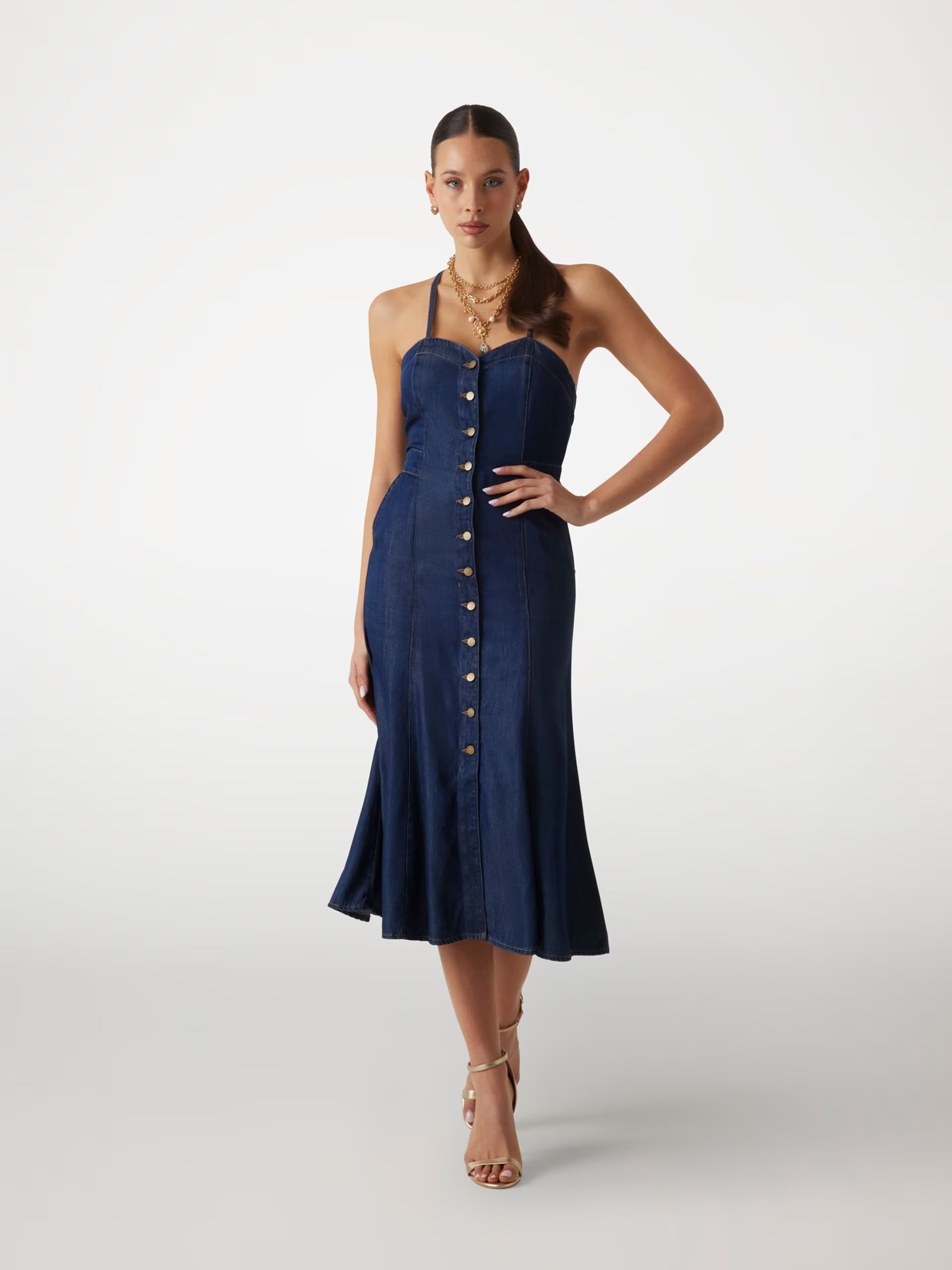 Guess Enda Midi Denim Dress TRM Clothing Guess Enda Midi Denim Dress TRM Clothing