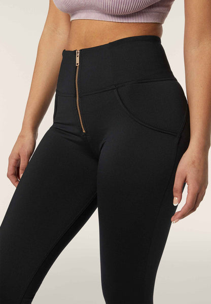 Freddy Gold Zip High Waist Trousers - Black