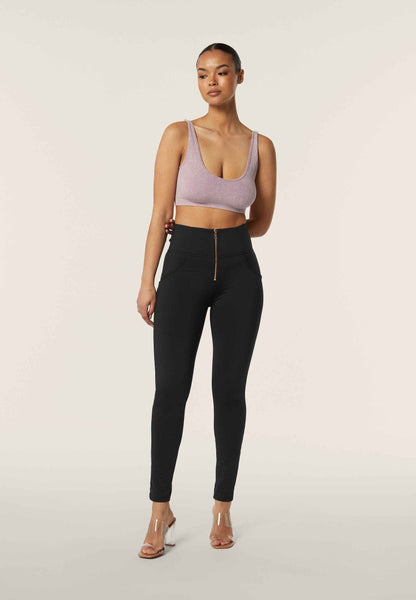 Freddy Gold Zip High Waist Trousers - Black