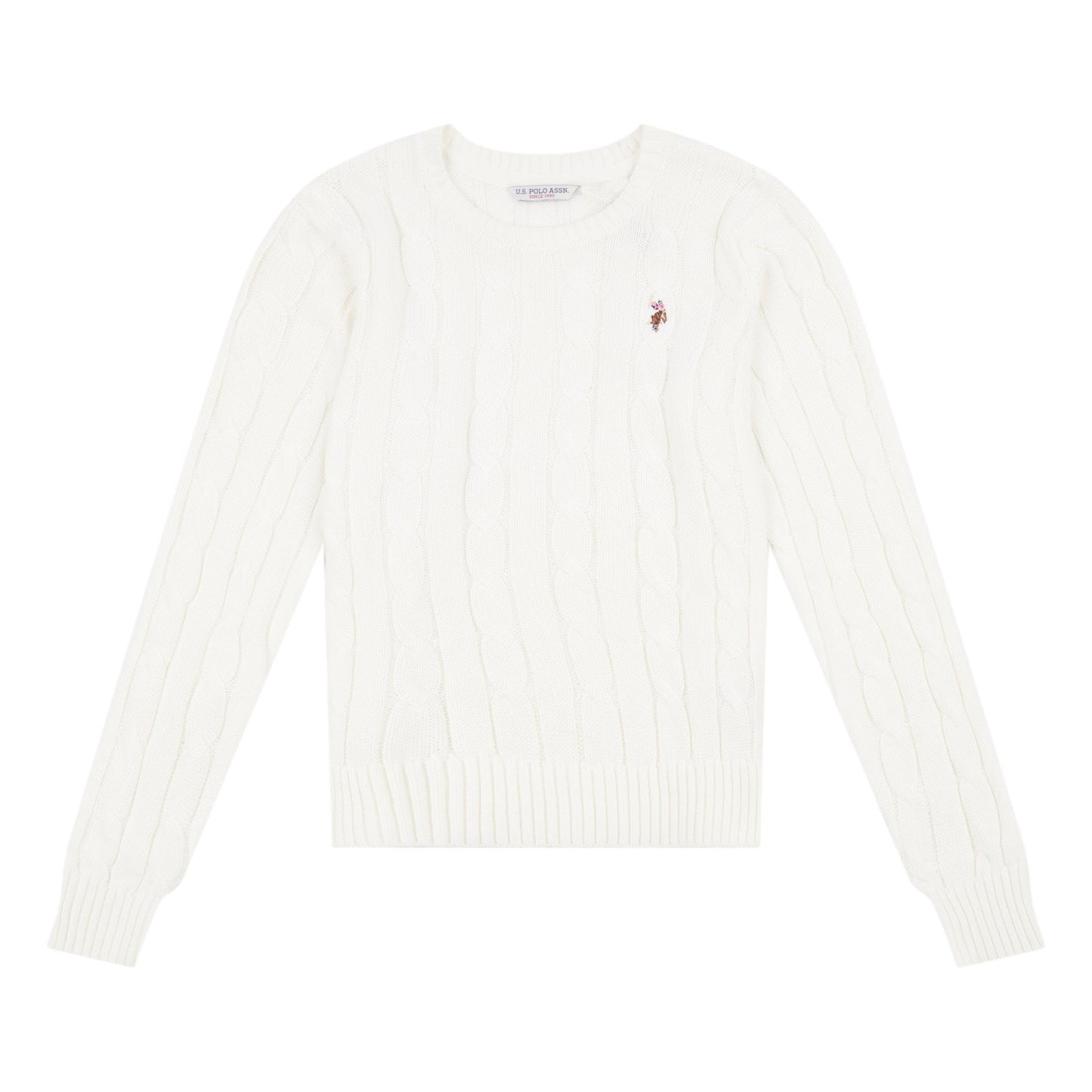 U.S. Polo Assn. Crew Neck Cable Jumper - Marshmallow