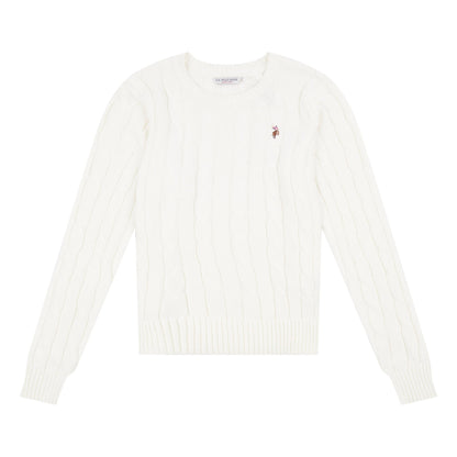 U.S. Polo Assn. Crew Neck Cable Jumper - Marshmallow