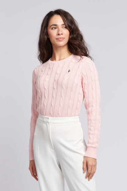 U.S. Polo Assn. Crew Neck Cable Jumper - Crystal Rose