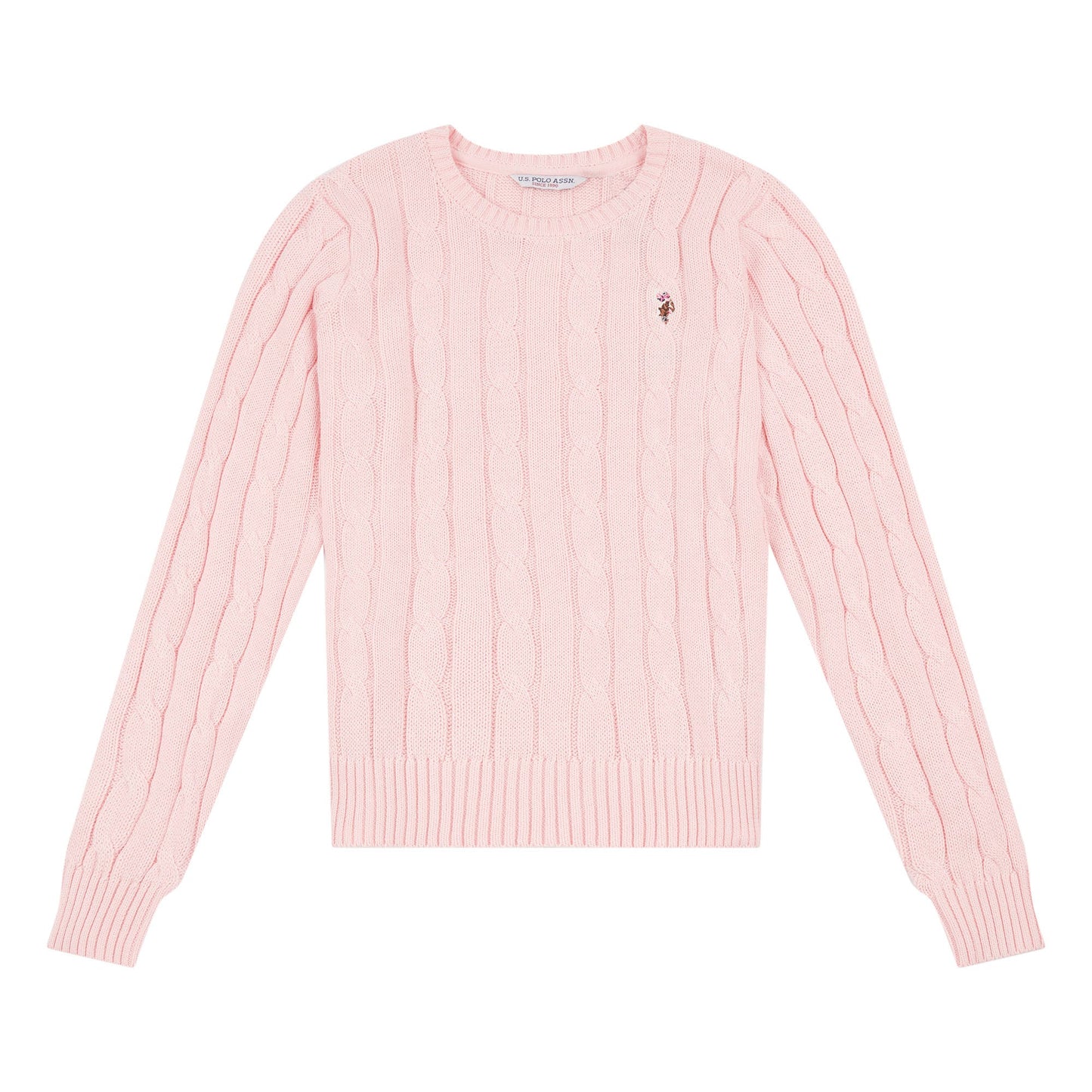 U.S. Polo Assn. Crew Neck Cable Jumper - Crystal Rose