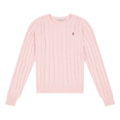 U.S. Polo Assn. Crew Neck Cable Jumper - Crystal Rose